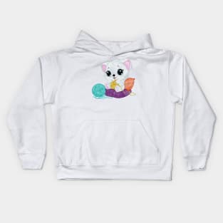 Cute knitting cat Kids Hoodie